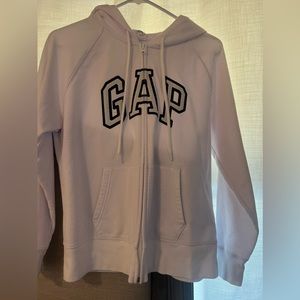 WOMENS GAP LOGO ZIP WHITE HOODIE